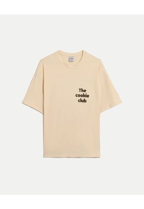 Camiseta Para Hombre Manga Corta Cuello Redondo Color Crema Marca Atmos #32090306