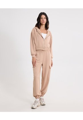 Jogger Cargo Plush Para Mujer  Deportiva  Color Beige Marca Atmos