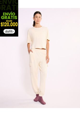 Pantalón Para Mujer Jogger Cargo Color Crema Marca Atmos #31070090 Atmos