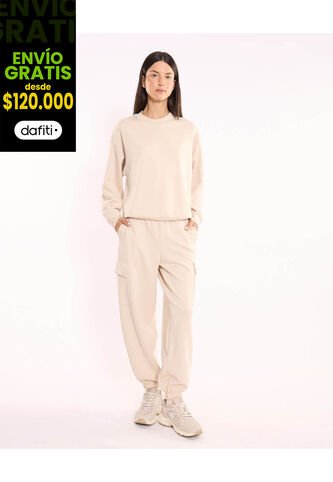 Pantalón Para Mujer Jogger Color Crema Marca Atmos #31070081 Atmos