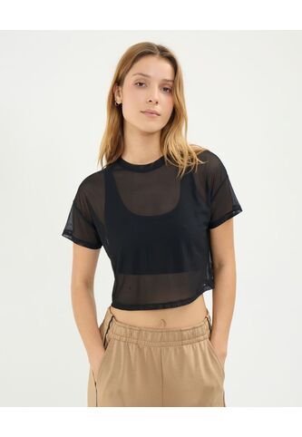 Camiseta Malla Deportiva  Para Mujer Negro Atmos Atmos