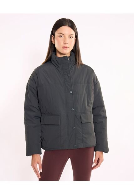 Chaqueta Acolchada Cuello Alto Funcional  Para Mujer Negro Atmos