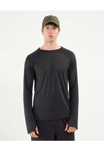 Camiseta Deportiva Manga Con Ojal  Para Hombre Negro Atmos