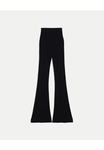 Pantalón Flare Tejido Tiro Alto  Para Mujer Negro Atmos