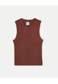 Camiseta Tejida Manga Sisa Acanalada  Para Mujer Terracota Atmos de Atmos