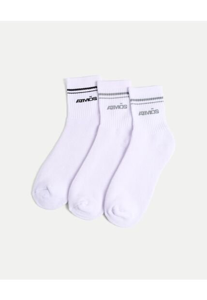 Pack X3 Medias Caña Media X3 Para Mujer Blanco Atmos