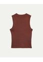 Camiseta Tejida Manga Sisa Acanalada  Para Mujer Terracota Atmos de Atmos