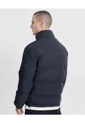Chaqueta Acolchada Pu Cuello Alto Para Hombre Negro Atmos