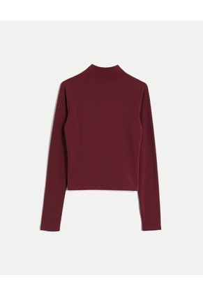 Buzo Ajustado Cuello Alto Training Aerius Skin  Para Mujer Vino Atmos