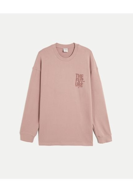 Camiseta Para Hombre Manga Larga Cuello Redondo Color Rosado Marca Atmos #32090191