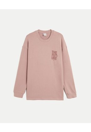 Camiseta Para Hombre Manga Larga Cuello Redondo Color Rosado Marca Atmos #32090191