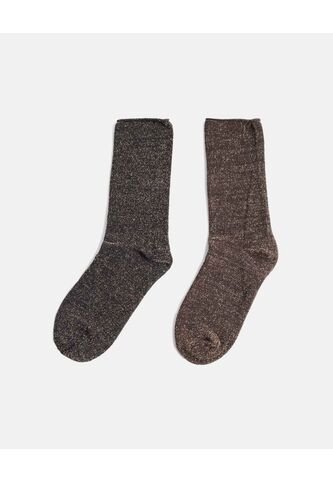 Pack X2 Media Caña Media Con Lurex Brillo X2 Para Mujer Gris Atmos Atmos