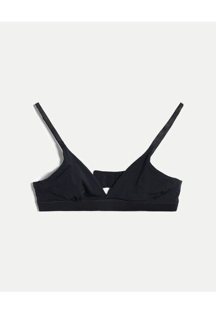 Top Triangular Cruzado Microfibra  Para Mujer Negro Atmos