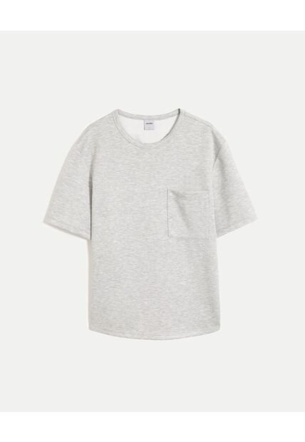 Camiseta Relaxed Fit Manga Corta Con Bolsillo  Para Hombre Gris Atmos