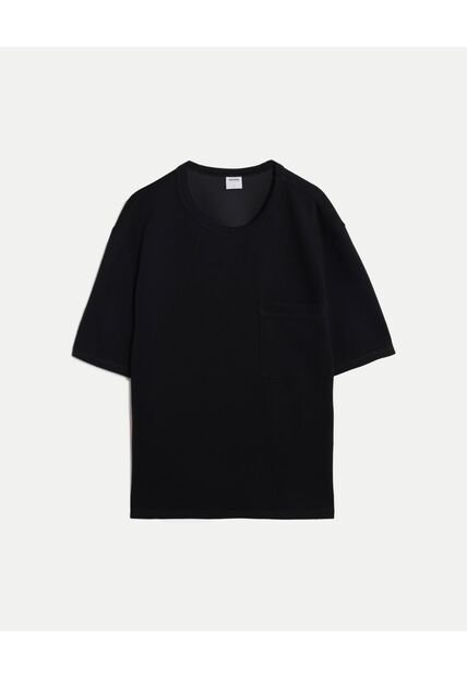 Camiseta Relaxed Fit Manga Corta Con Bolsillo  Para Hombre Negro Atmos