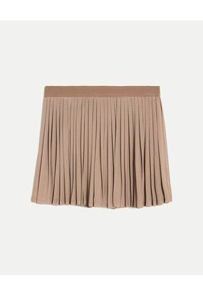 Falda Mesh Plisada Con Biker Para Mujer Café Atmos