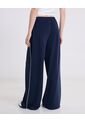 Pantalón Amplio Básico Con Venas Plush  Para Mujer Azul Atmos de Atmos