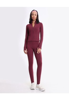 Buzo Ajustado Cuello Alto Training Aerius Skin  Para Mujer Vino Atmos