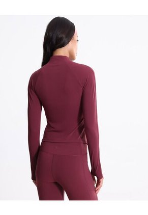 Buzo Ajustado Cuello Alto Training Aerius Skin  Para Mujer Vino Atmos