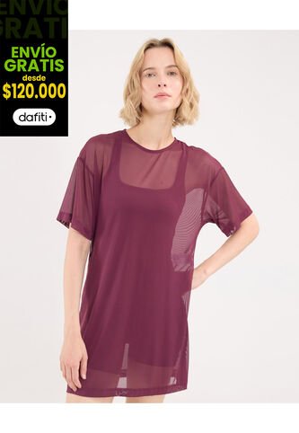 Vestido Para Mujer M/C Corto Color Vino Marca Atmos #31170022 Atmos