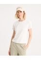Camiseta Crop Manga Corta Plush  Para Mujer Marfil Atmos de Atmos