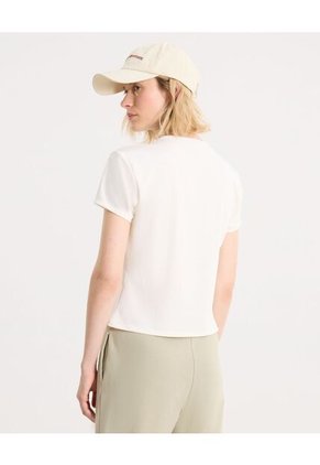 Camiseta Crop Manga Corta Plush  Para Mujer Marfil Atmos