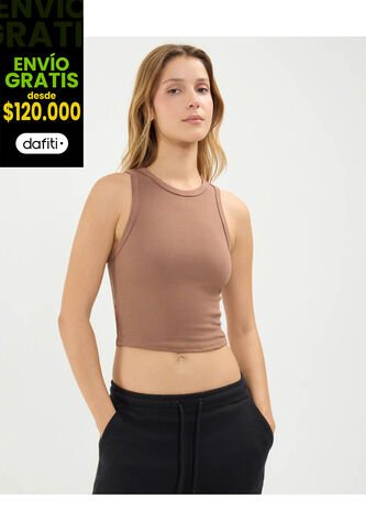 Camiseta Para Mujer Crop Top Color Café Marca Atmos #31090208 Atmos