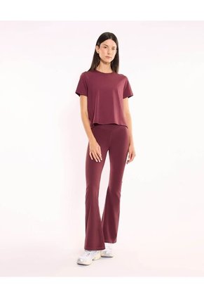 Camiseta Para Mujer Manga Corta Cuello Redondo Color Vino Marca Atmos #31090319