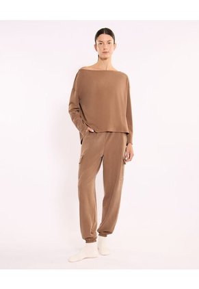 Camiseta Para Mujer Manga Larga Cuello Redondo Color Café Marca Atmos #31090286