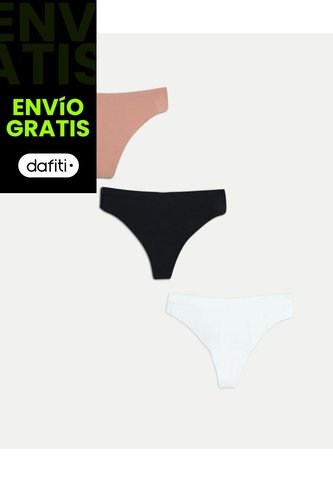 Pack 3 Tanga Invisible Básica X3 Para Mujer Negro Atmos Atmos