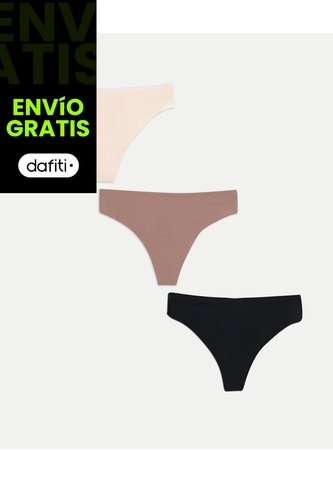 Pack 3 Tanga Invisible Básica X3 Para Mujer Beige Atmos Atmos