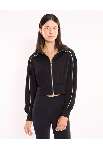 Buzo Full Zipper Piping Plush Para Mujer  Deportiva  Color Negro Marca Atmos Atmos