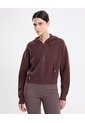 Saco Hoodie Full Zipper Tejido  Para Mujer Café Atmos de Atmos