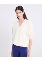 Saco Tejido Cuello V Estructurado  Para Mujer Crema Atmos de Atmos