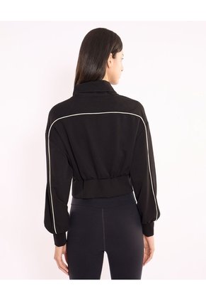 Buzo Full Zipper Piping Plush Para Mujer  Deportiva  Color Negro Marca Atmos