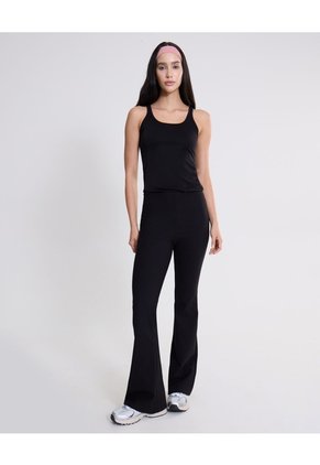 Pantalón Flare Tela Técnica Fluida Para Mujer  Deportiva  Color Negro Marca Atmos