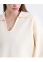 Saco Tejido Cuello V Estructurado  Para Mujer Crema Atmos de Atmos