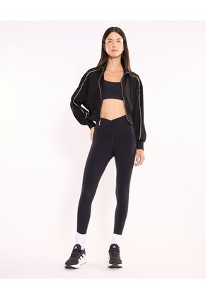 Buzo Full Zipper Piping Plush Para Mujer  Deportiva  Color Negro Marca Atmos