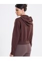 Saco Hoodie Full Zipper Tejido  Para Mujer Café Atmos de Atmos