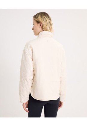 Chaqueta Acolchada Cuello Alto Liviana Para Mujer  Deportiva  Color Beige Marca Atmos
