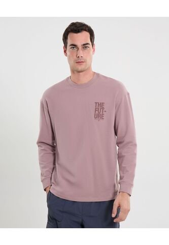 Camiseta Para Hombre Manga Larga Cuello Redondo Color Rosado Marca Atmos #32090191 Atmos