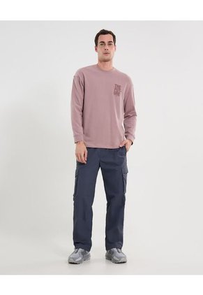 Camiseta Para Hombre Manga Larga Cuello Redondo Color Rosado Marca Atmos #32090191