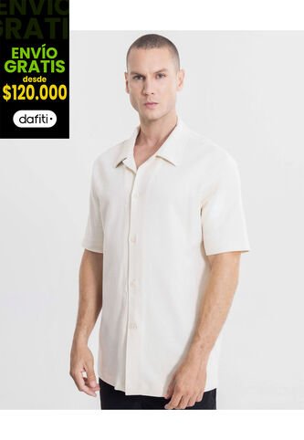 Camisa  Para Hombre Sobrecamisa Manga Corta Color Beige Marca Atmos #32010003 Atmos