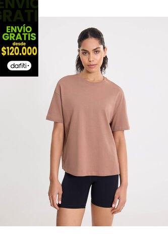 Camiseta  Para Mujer Manga Corta Cuello Redondo Color Café Marca Atmos #31090323 Atmos