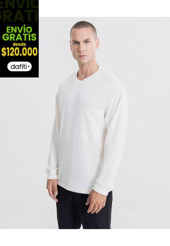 Camiseta  Para Hombre Manga Larga Cuello Redondo Color Blanco Marca Atmos #32090294 Atmos