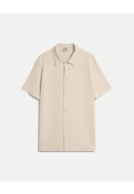 Camisa  Para Hombre Sobrecamisa Manga Corta Color Beige Marca Atmos #32010003