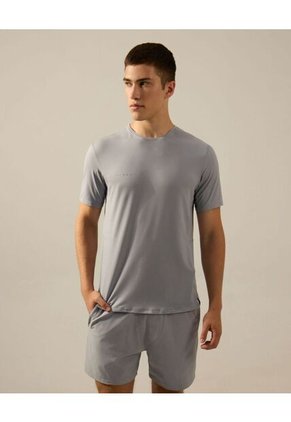 Camiseta Manga Corta Con Reflectivo Posterior  Para Hombre Gris Atmos