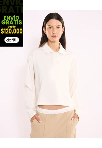 Polo Para Mujer Manga Larga Color Blanco Marca Atmos #31110012 Atmos