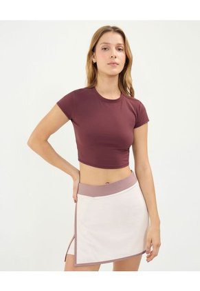 Camiseta Para Mujer Manga Corta Cuello Redondo Color Vino Marca Atmos #31090222