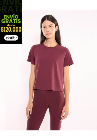 Camiseta Para Mujer Manga Corta Cuello Redondo Color Vino Marca Atmos #31090319 Atmos